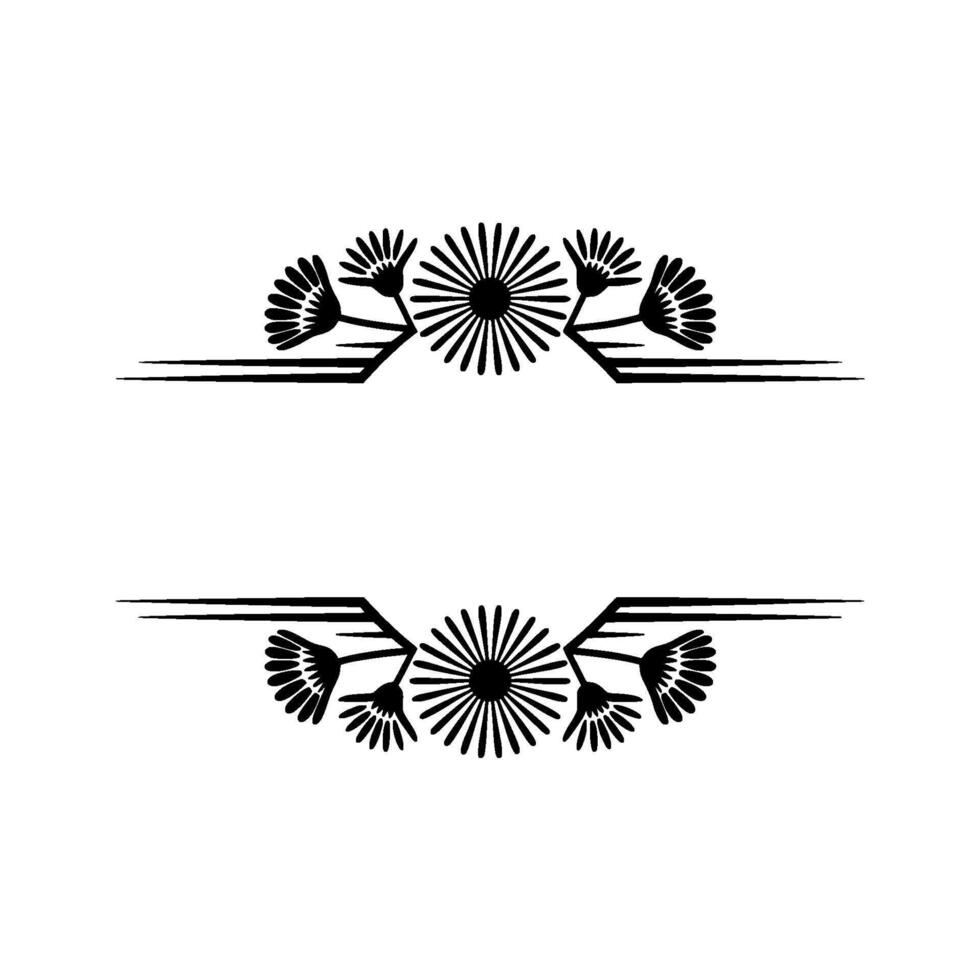 Elegant Floral Frame Divider, Minimalist Black and White vector
