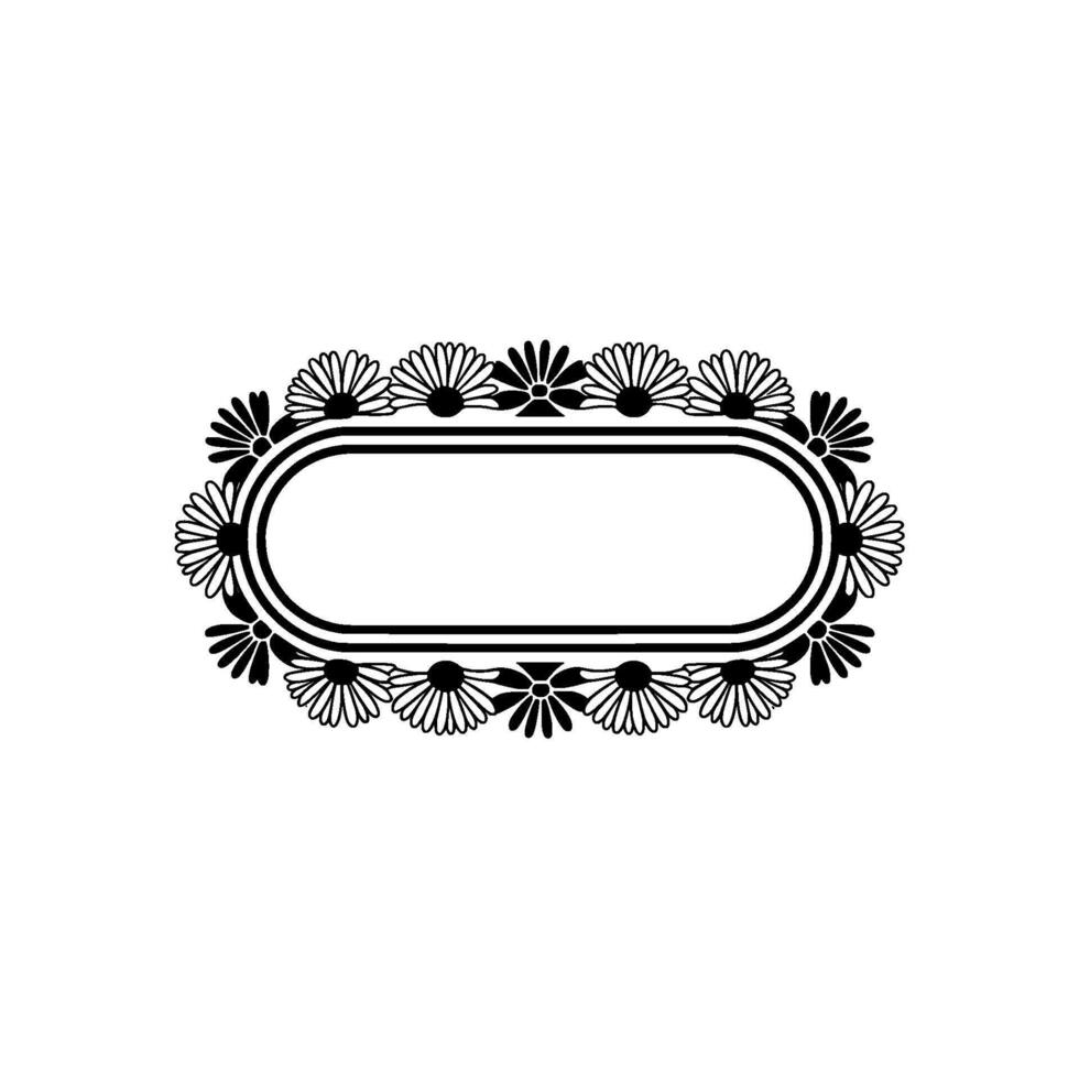 Elegant Black and White Floral Frame Minimalist Label vector