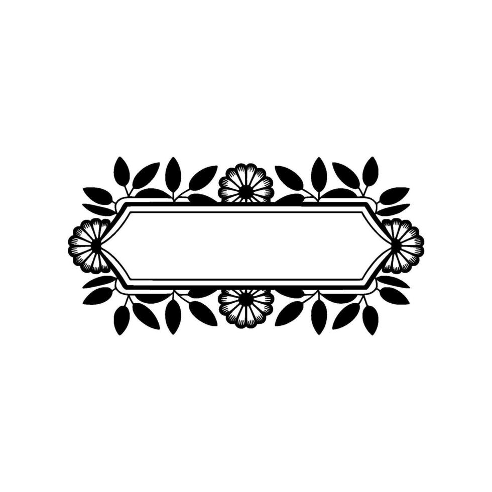 Elegant Floral Frame Silhouette on White Background, Border vector
