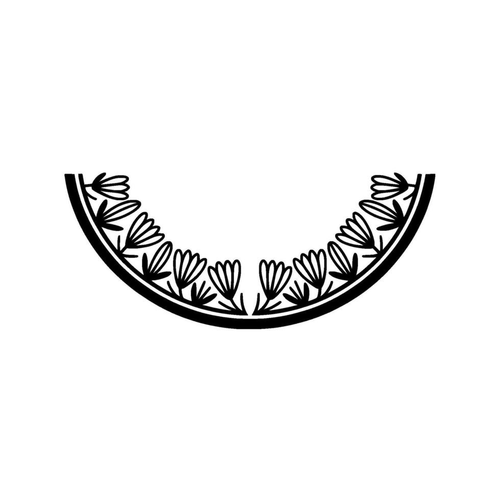 Elegant Black Floral Semicircle , Minimalist Style vector