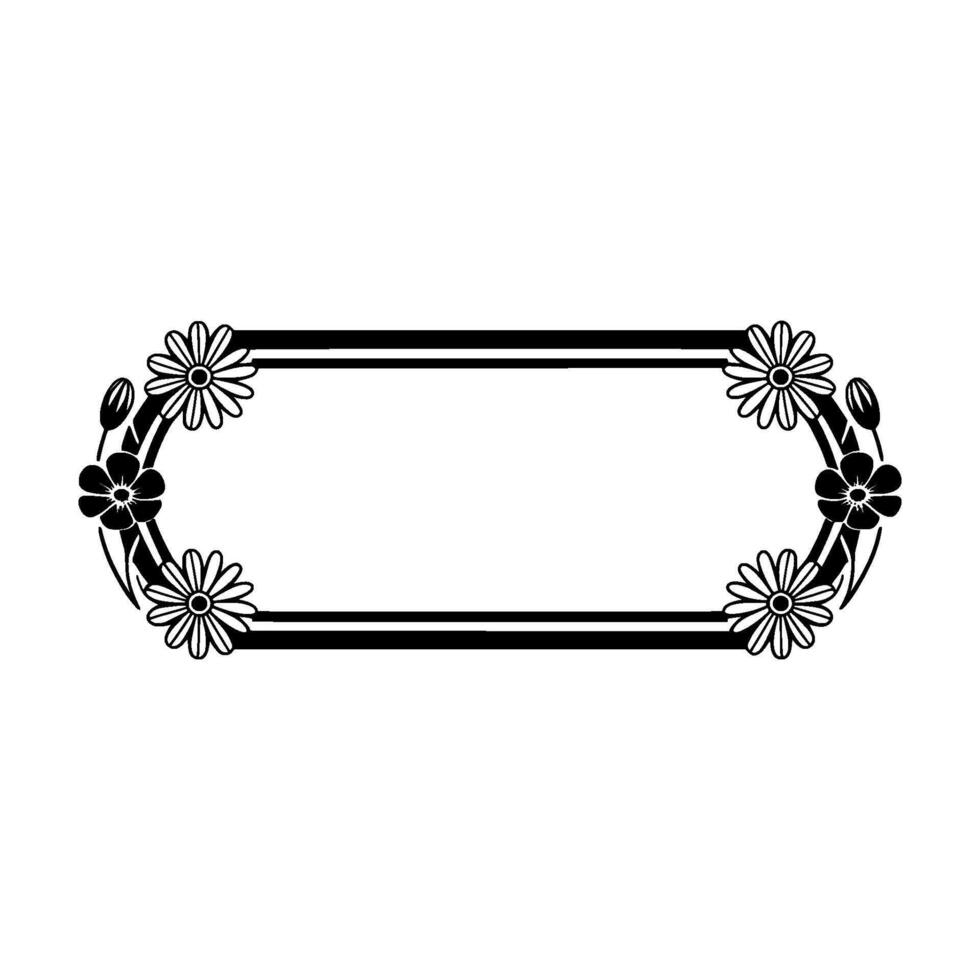 Floral Frame - Black and White vector