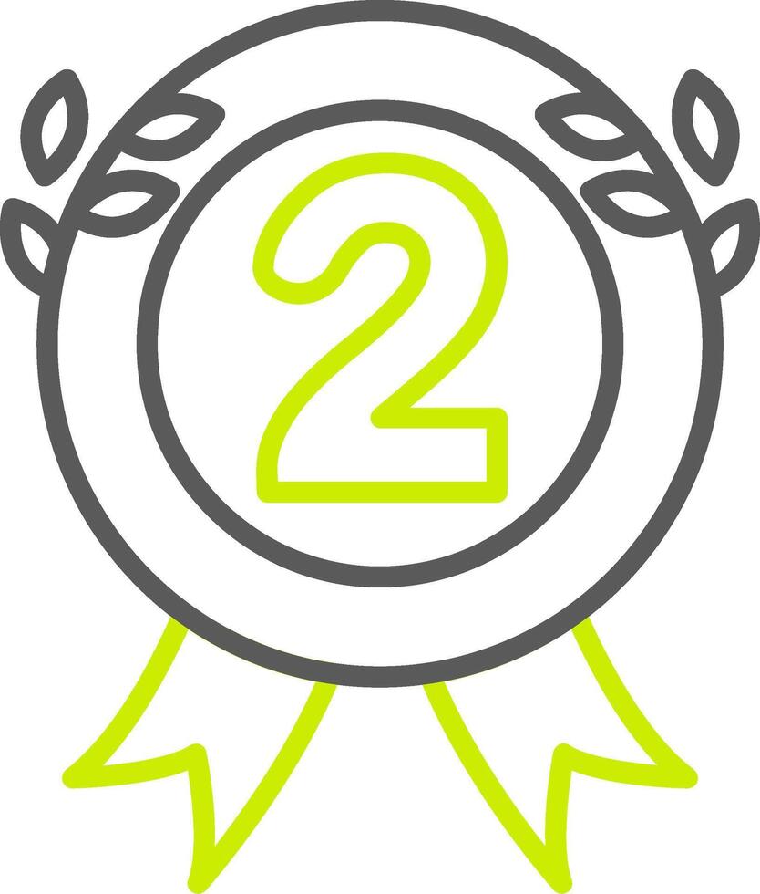 A green and yellow badge with the number two in it vector