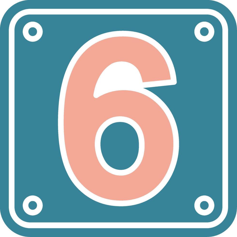 Number 6 Simplified Tech Element vector