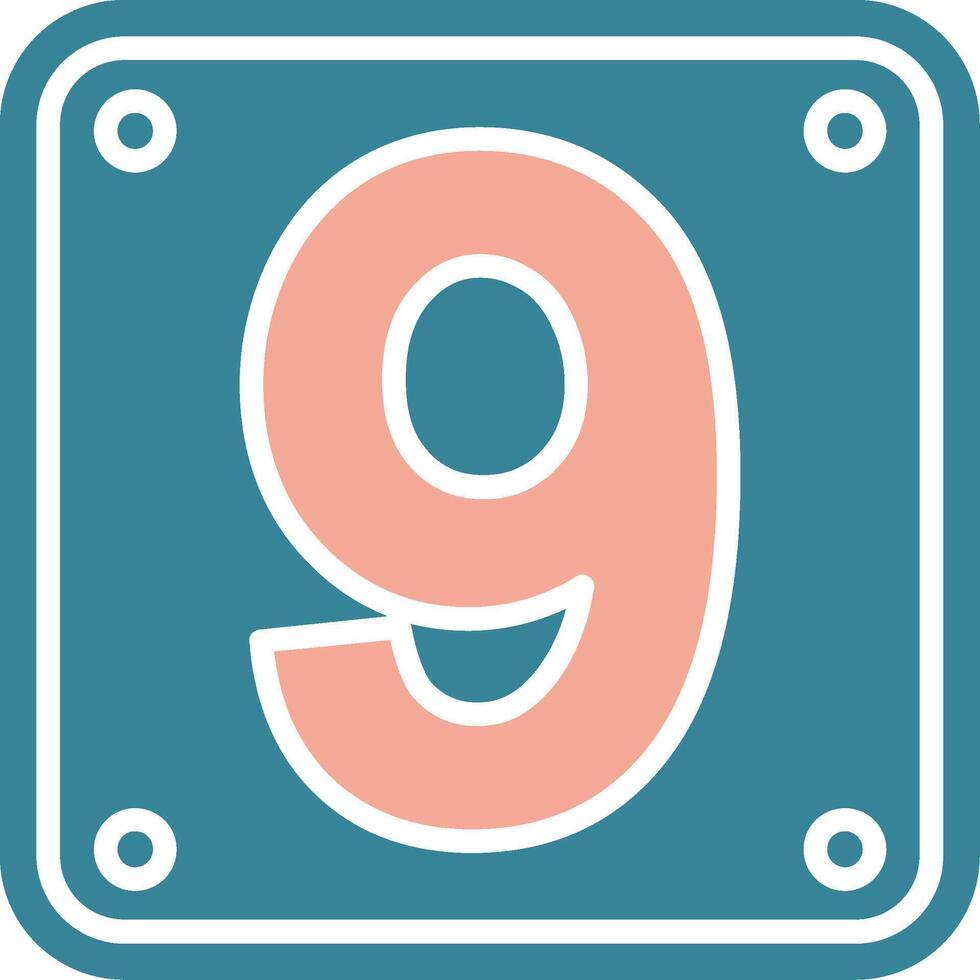 Number 9 Tactile Flat Badge vector