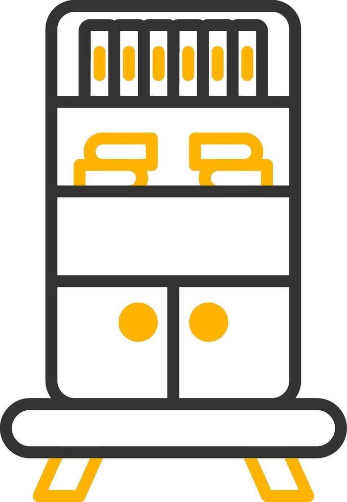 Tall Wooden Bookshelf Line Two Color vector