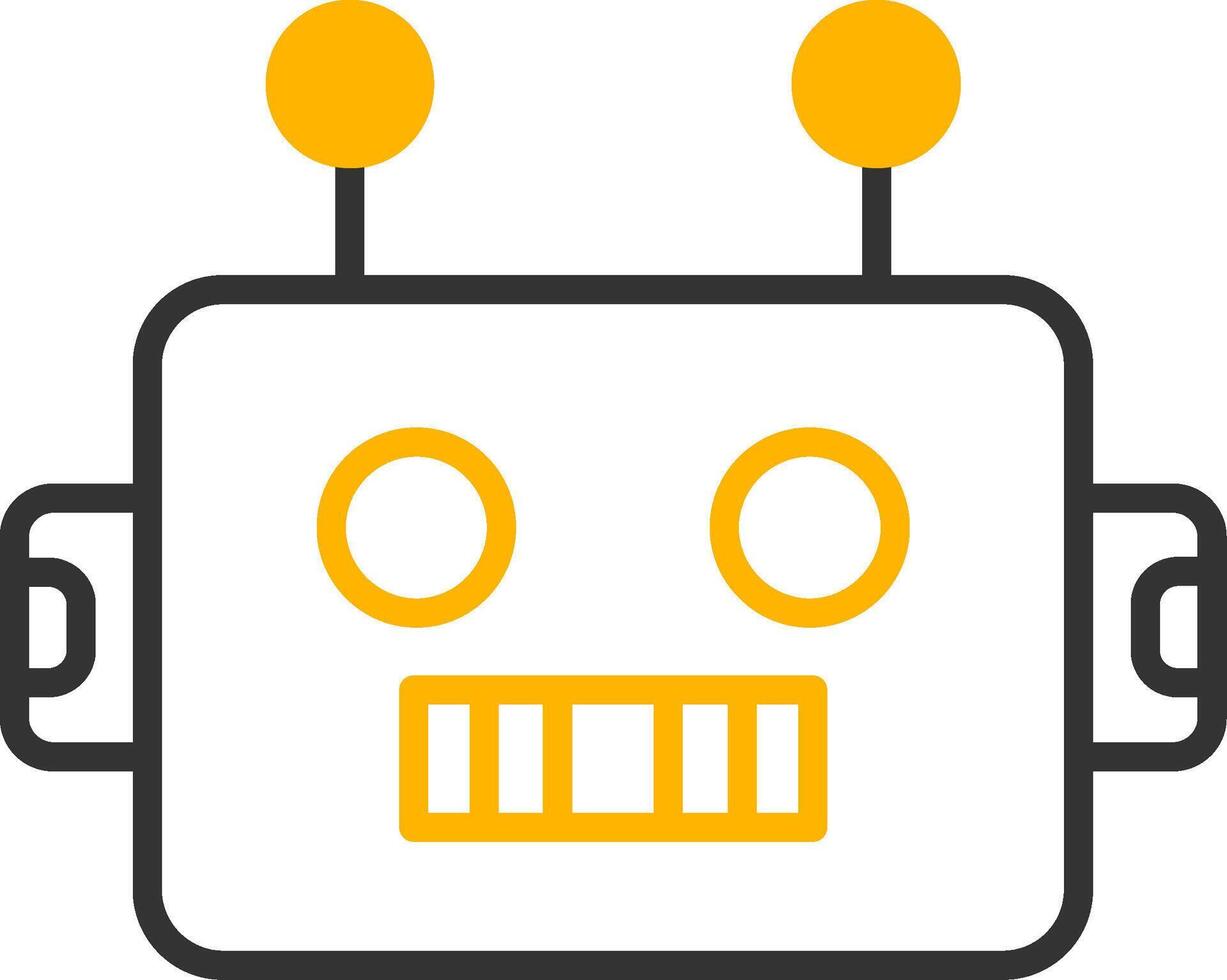 Humanoid Robot Prototype Line Two Color vector