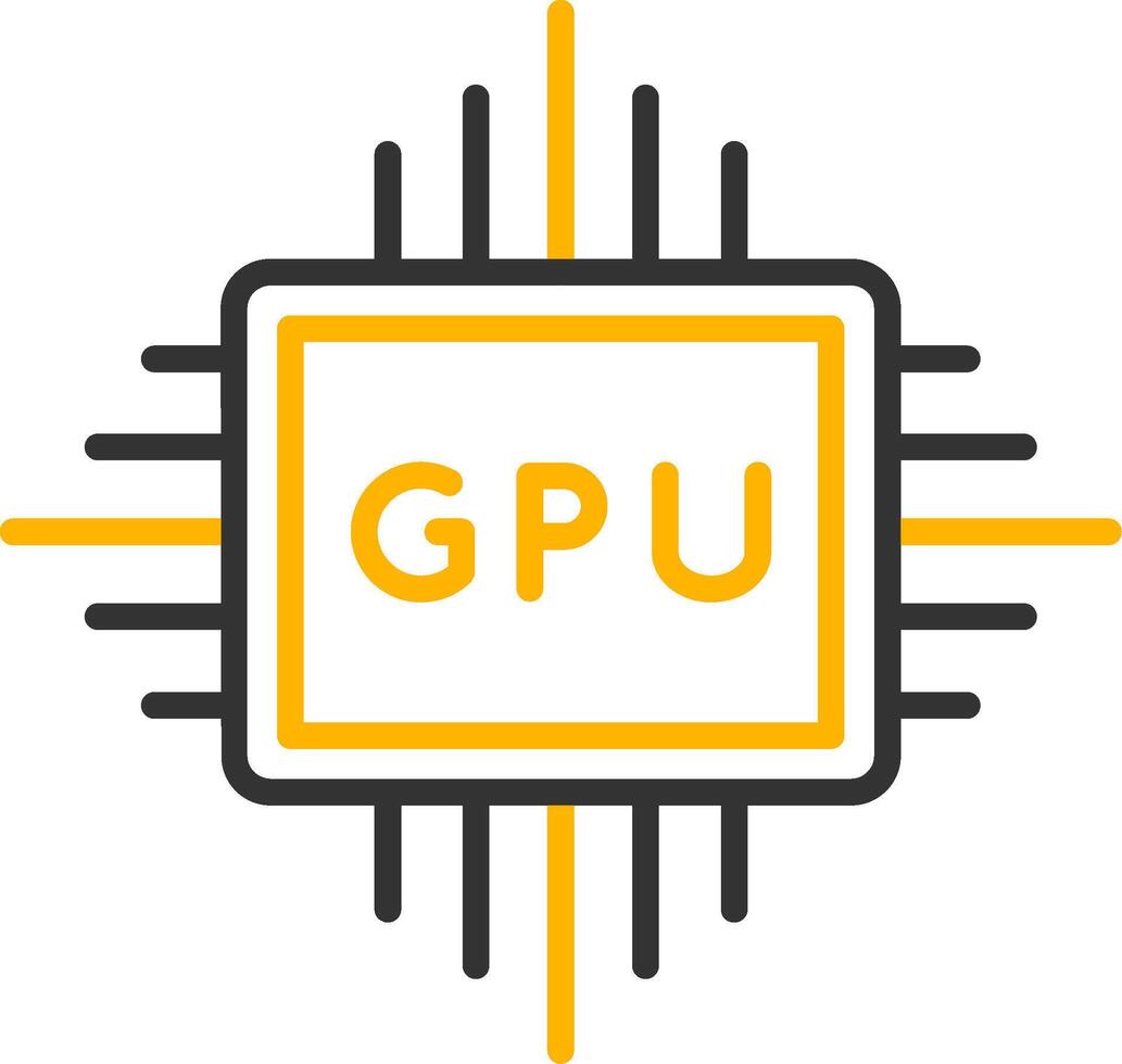High End Graphics GPU Card Line Two Color vector