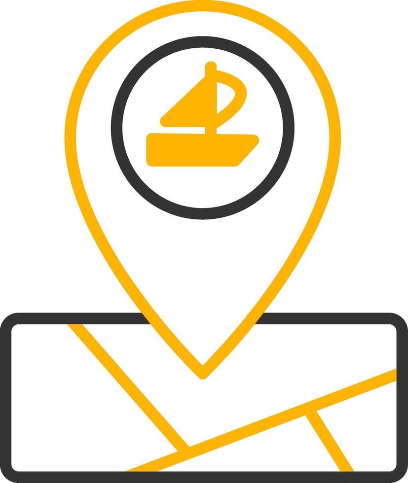 Ferry Dock Map Marker Line Two Color vector