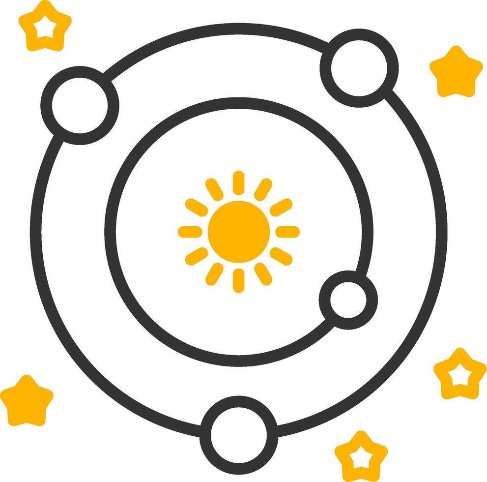 Solar System Orbit Diagram Line Two Color vector