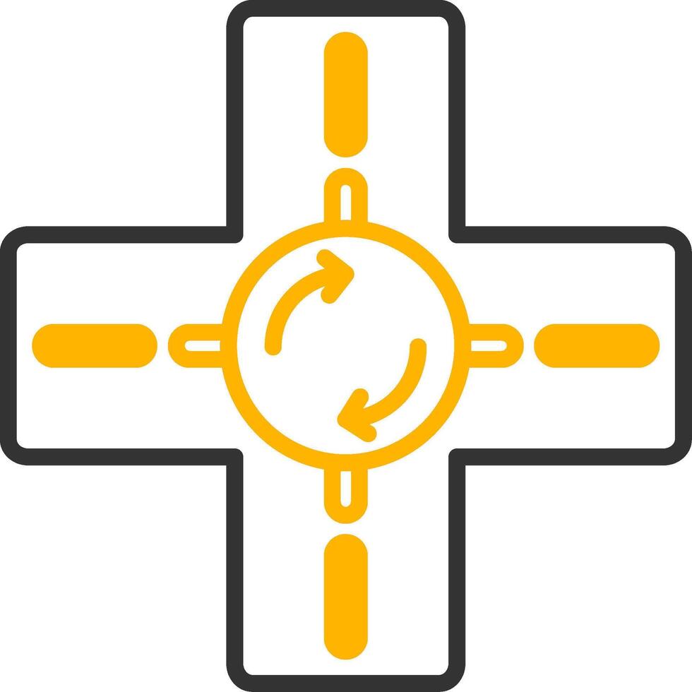 Road Roundabout Symbol Line Two Color vector