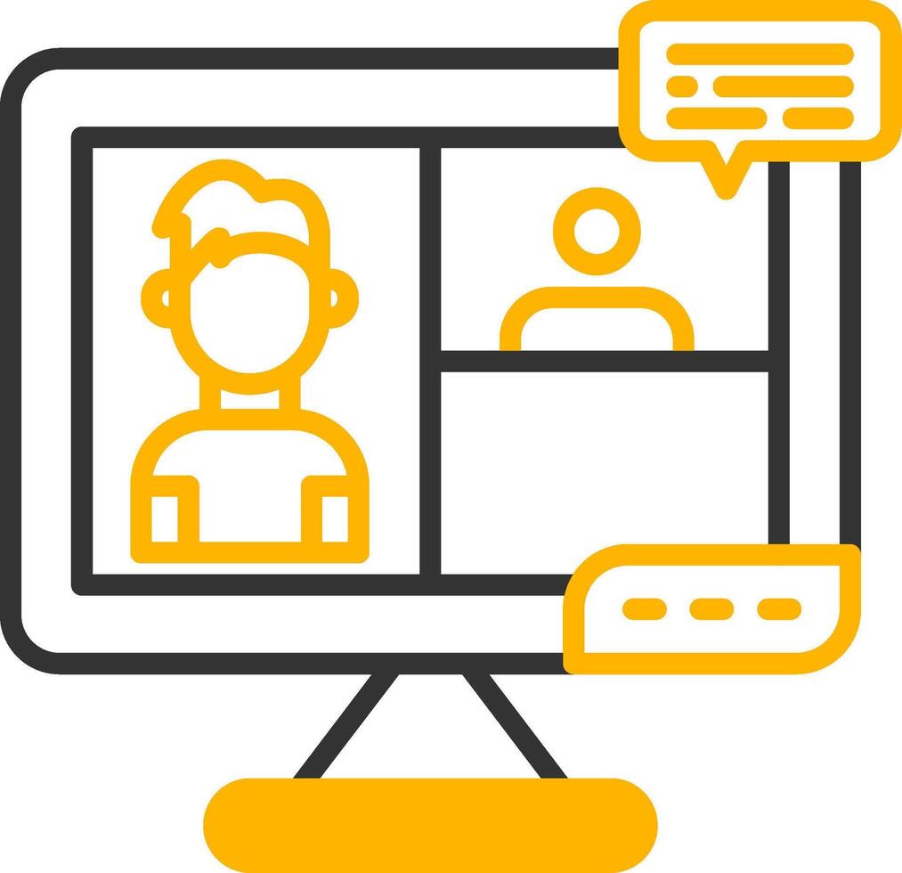 Virtual Freelancer Meeting Setup Line Two Color vector