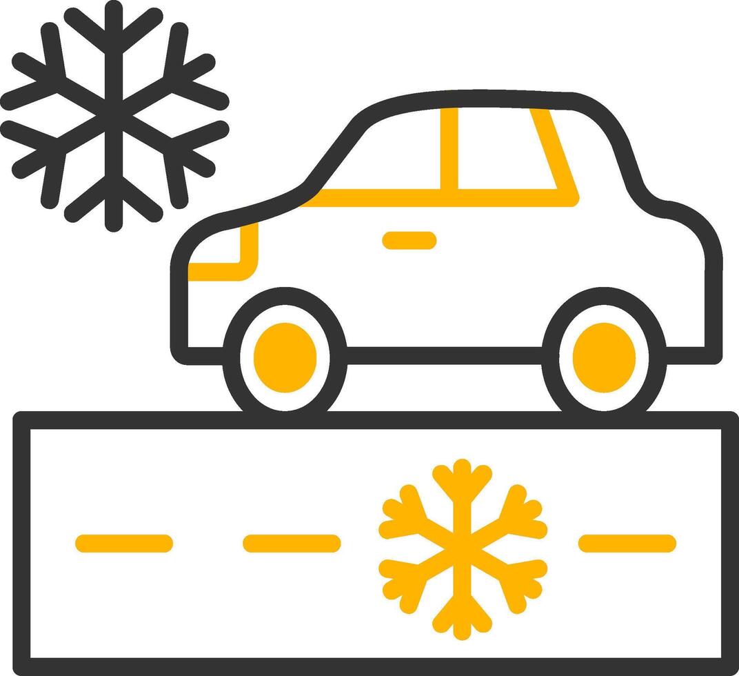 Snowy Road Driving Line Two Color vector
