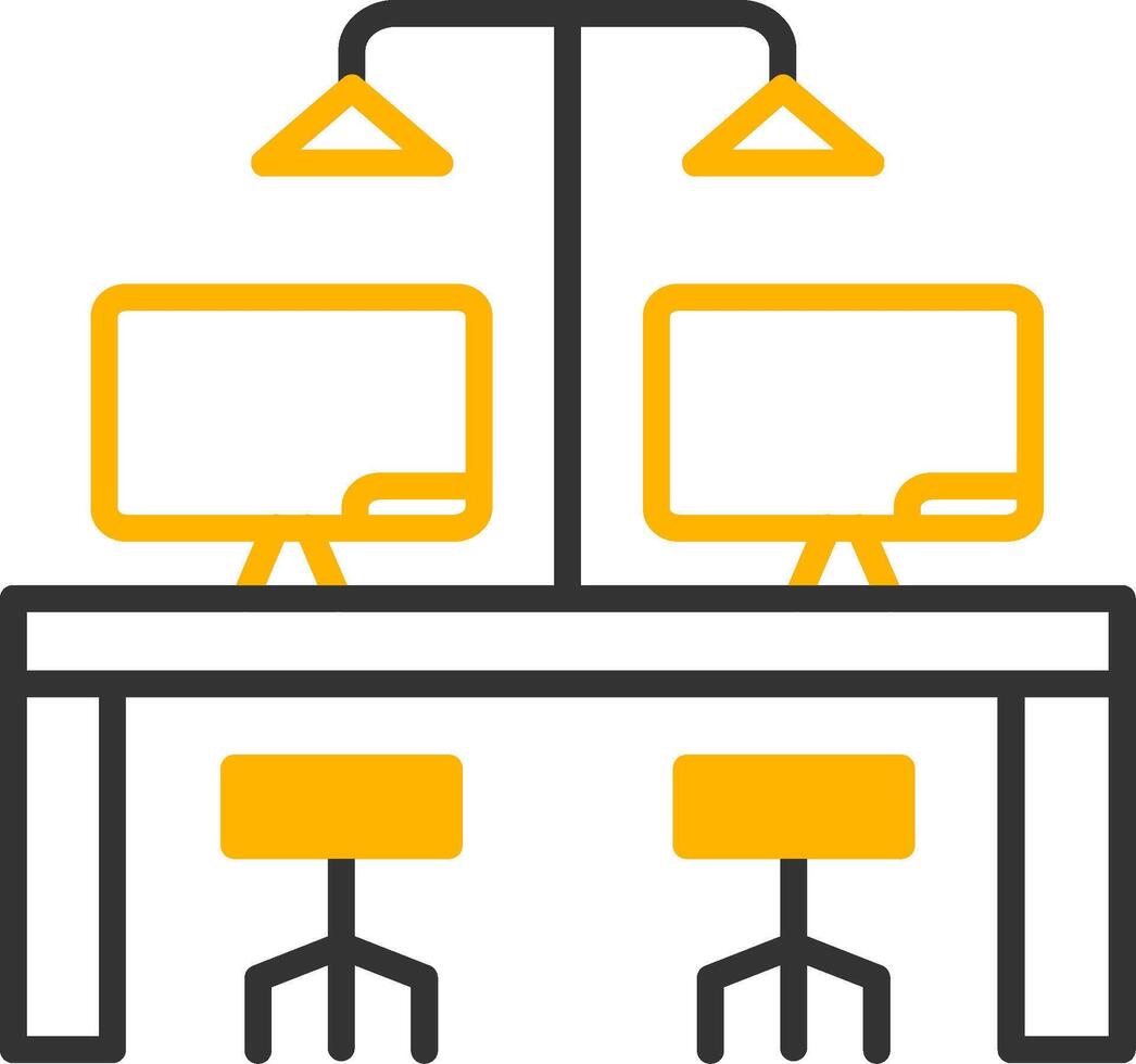 Shared Co working Office Space Line Two Color vector