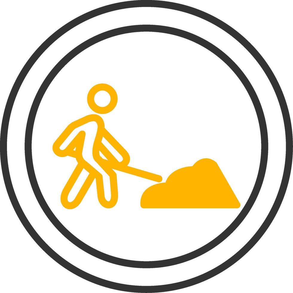 Upcoming Construction Zone Sign Line Two Color vector