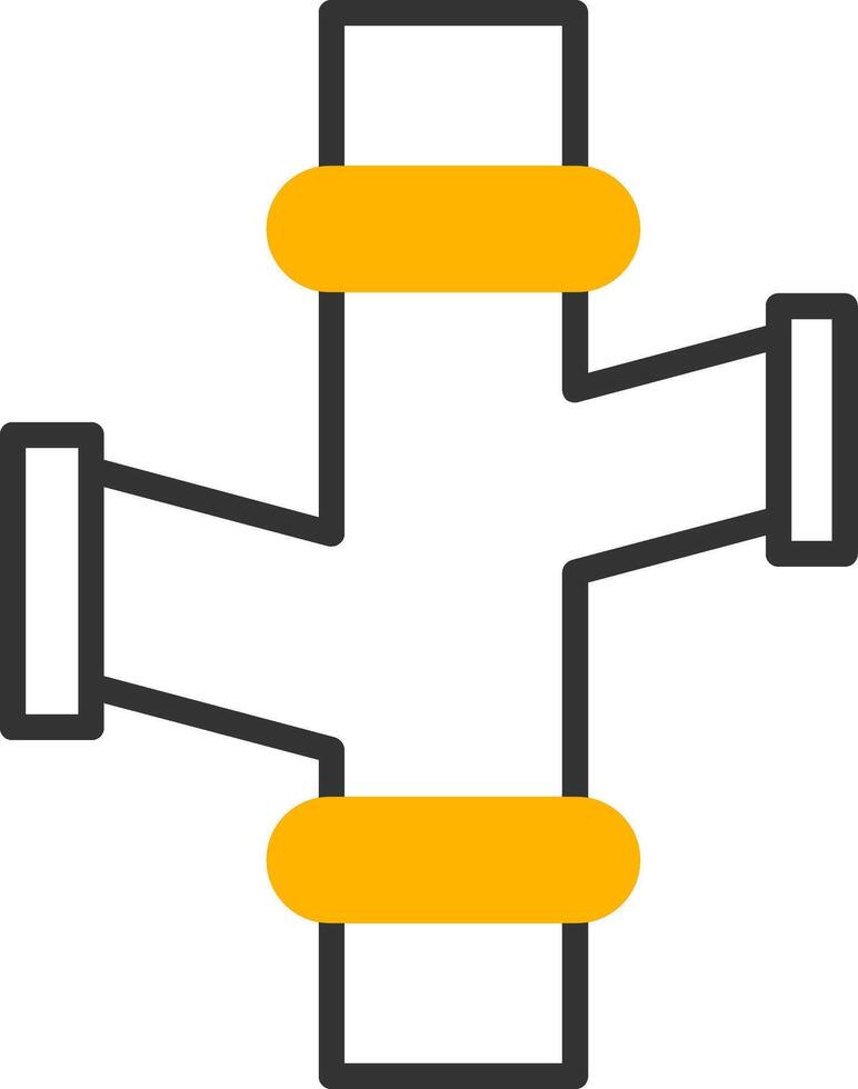 Elbow T Joint Fitting Line Two Color vector