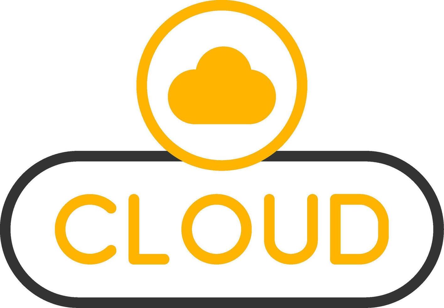 Open Cloud Button Line Two Color vector