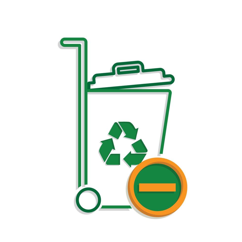 trash icon. recycling symbol with minus symbol on the bottom right. sustainability. reuse web icon, eco-friendly, second-hand.njb vector