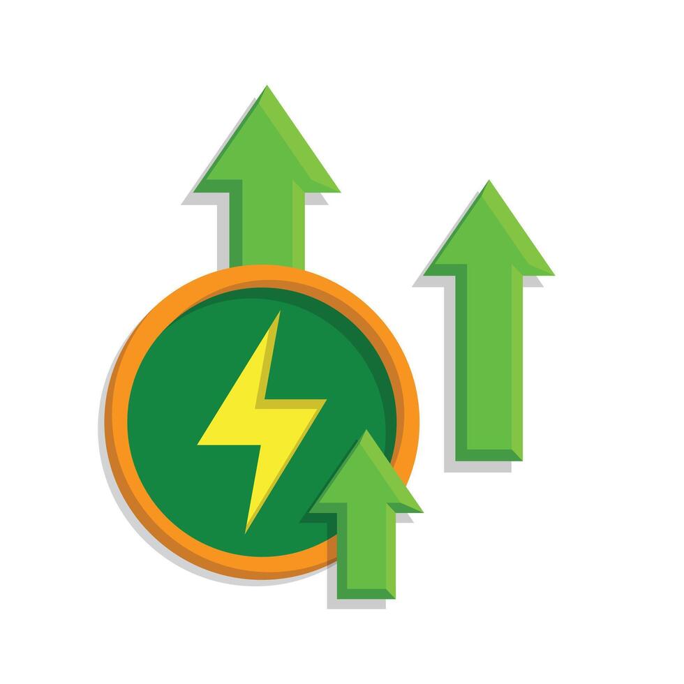 sustainable icon. green energy and up arrow. reuse, eco-friendly energy, zero emission, green energy, eco-friendly concept.ja vector