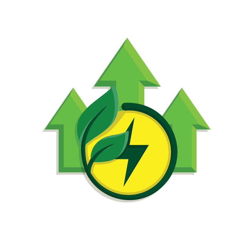 sustainable icon. green energy and up arrow. reuse, eco-friendly energy, zero emission, green energy, eco-friendly concept.pjpjc vector