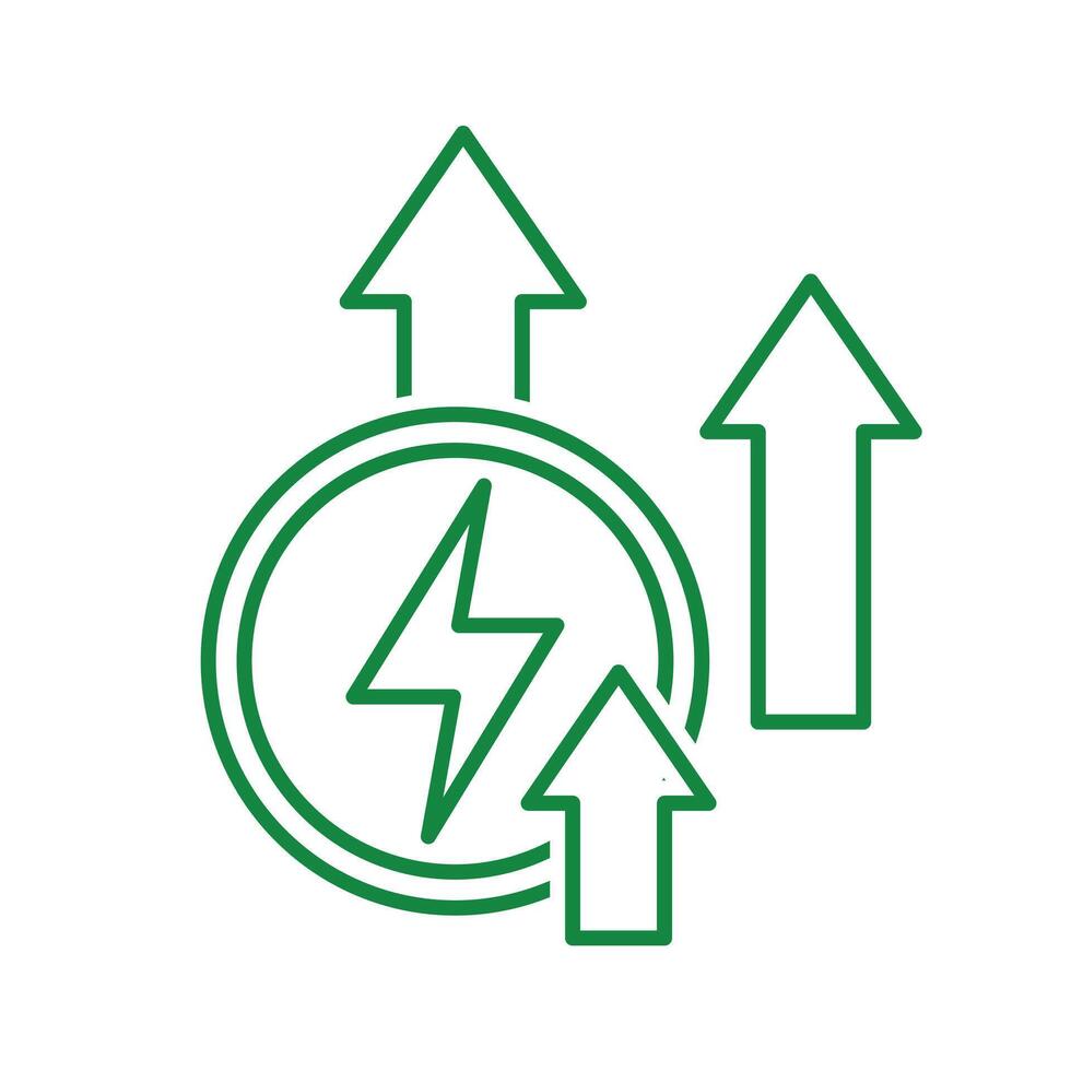 sustainable icon. green energy and up arrow. reuse, eco-friendly energy, zero emission, green energy, eco-friendly concept.ouo vector