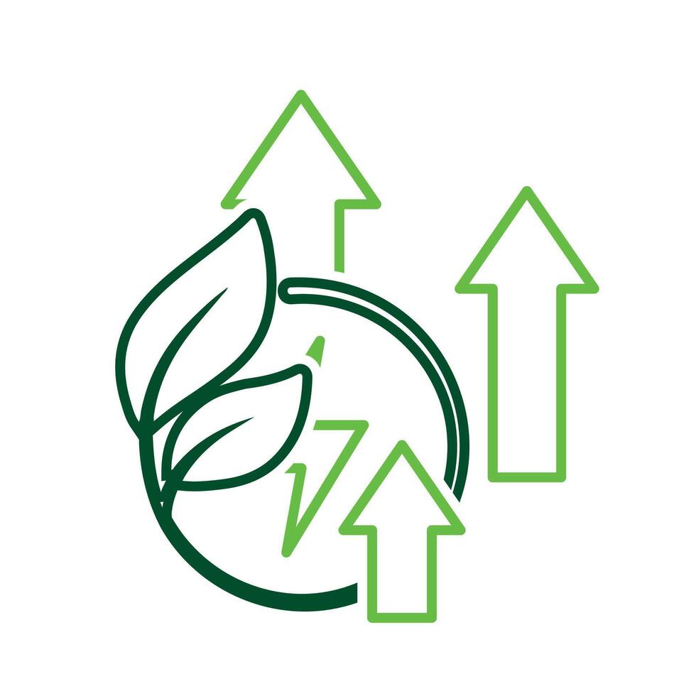 sustainable icon. green energy and up arrow. reuse, eco-friendly energy, zero emission, green energy, eco-friendly concept.nkn vector