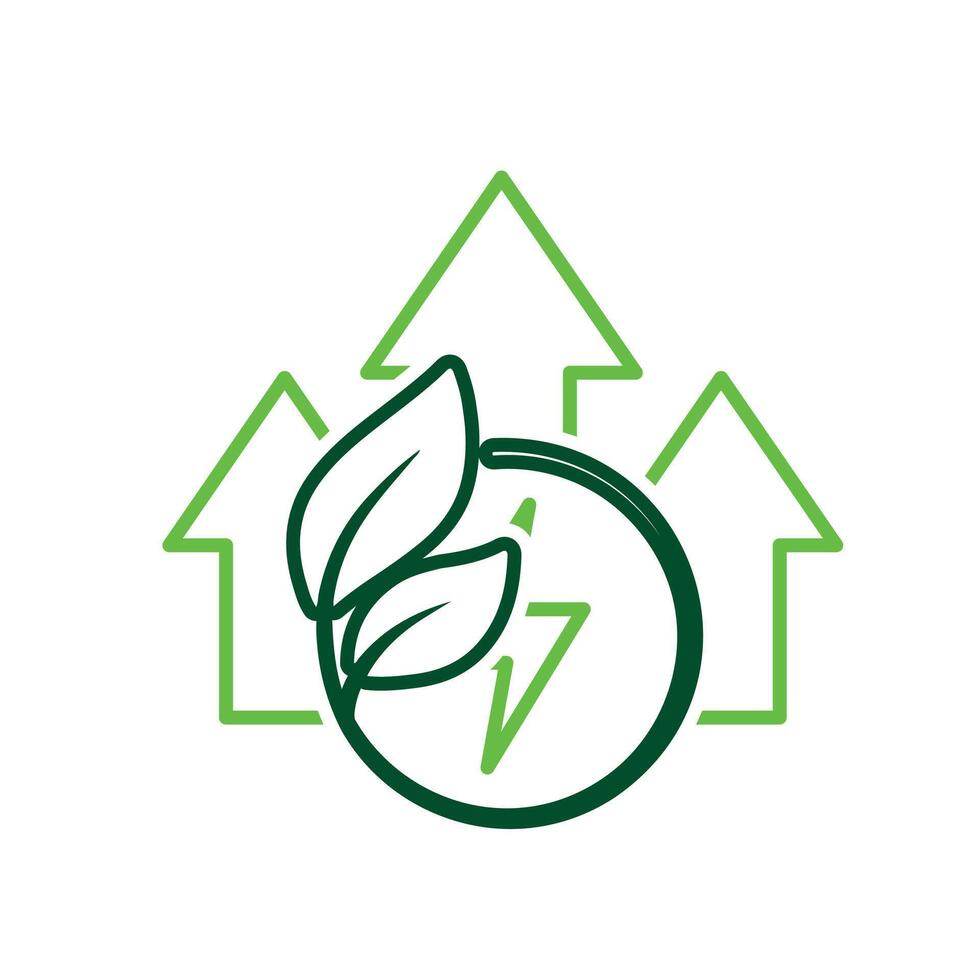 sustainable icon. green energy and up arrow. reuse, eco-friendly energy, zero emission, green energy, eco-friendly concept.bic vector