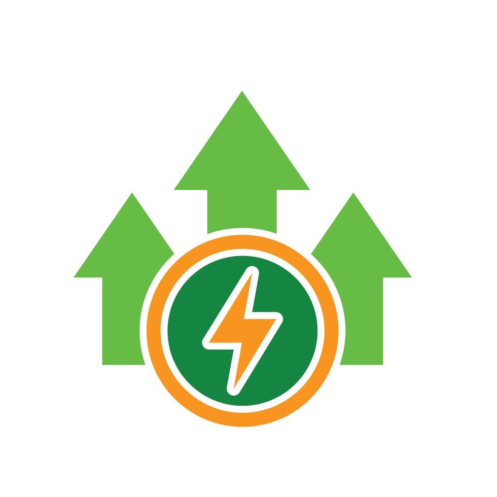 sustainable icon. green energy and up arrow. reuse, eco-friendly energy, zero emission, green energy, eco-friendly concept.ppp vector