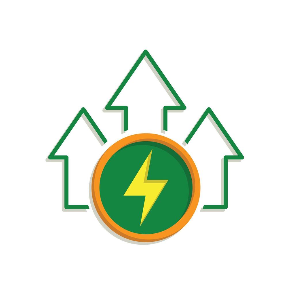 sustainable icon. green energy and up arrow. reuse, eco-friendly energy, zero emission, green energy, eco-friendly concept.pka vector