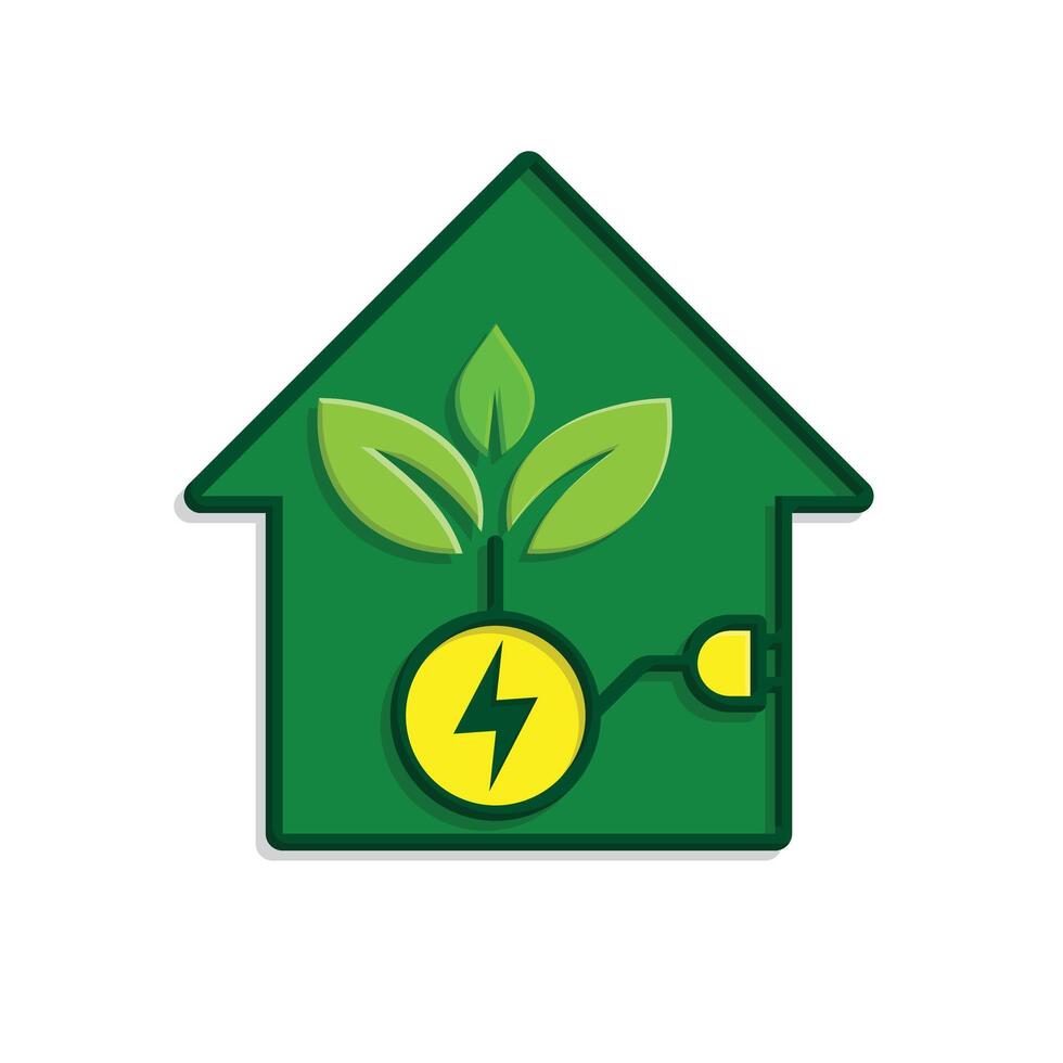 sustainable icon. green energy inside the house. energy source or resource office, eco-friendly energy, electricity symbol.bz vector