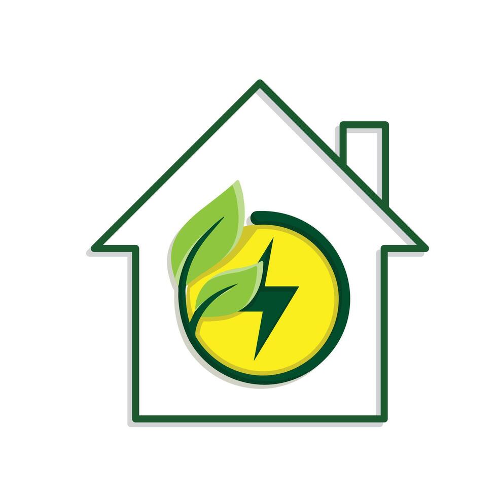 sustainable icon. green energy inside the house. energy source or resource office, eco-friendly energy, electricity symbol.ouh vector