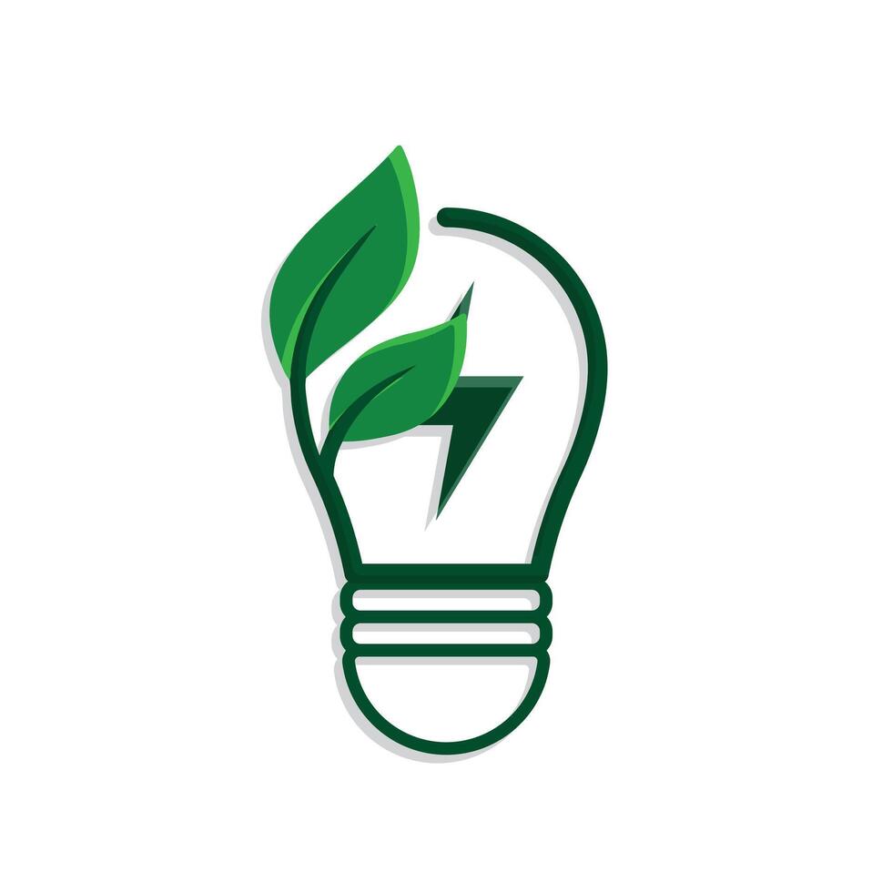 sustainable icon. green energy with light. energy source. resource office, eco energy, electricity symbol.kj vector