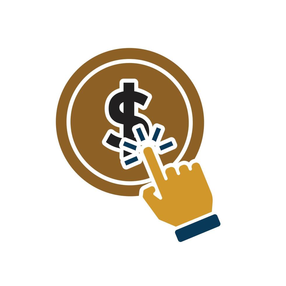 a hand pressing a button.qwerty on a dollar coin vector