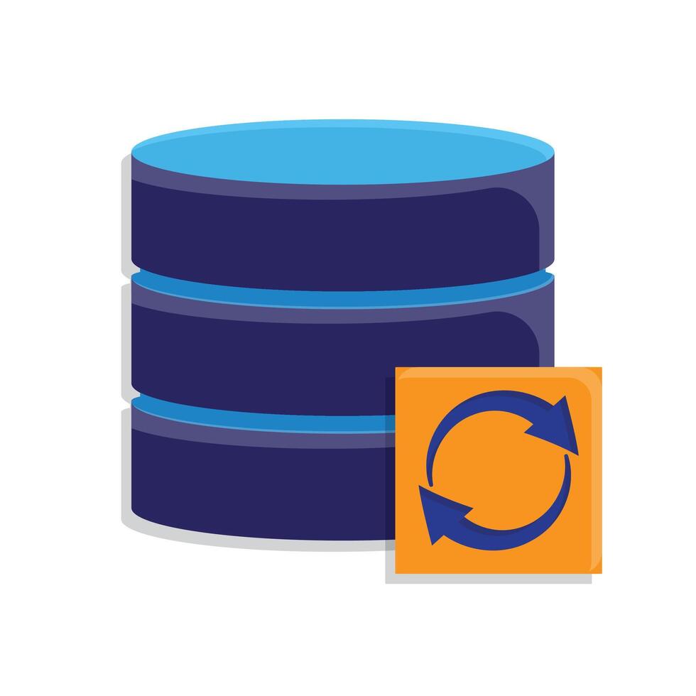 Optimization icon. Database Optimization. Database stack with automated flow. Symbol for Process, automation, productivity. vector