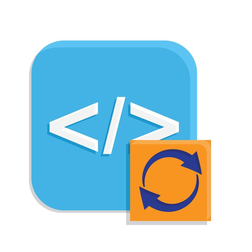 mejoramiento icono. eso infraestructura mejoramiento. programación código con automatizado fluir. símbolo para proceso, productividadnm vector