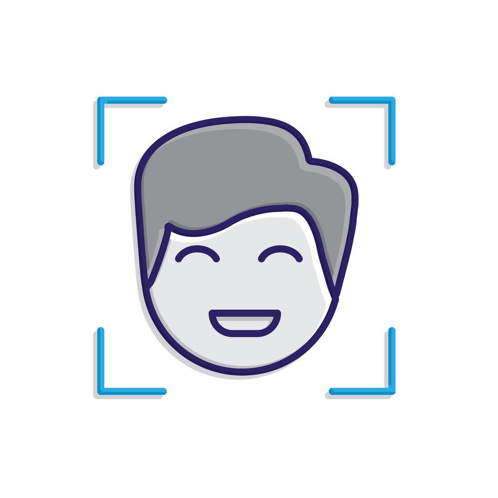 Automation icon. AI Face Recognition symbol. Face with detection box. depicts technology, future, artificial intelligence44 vector