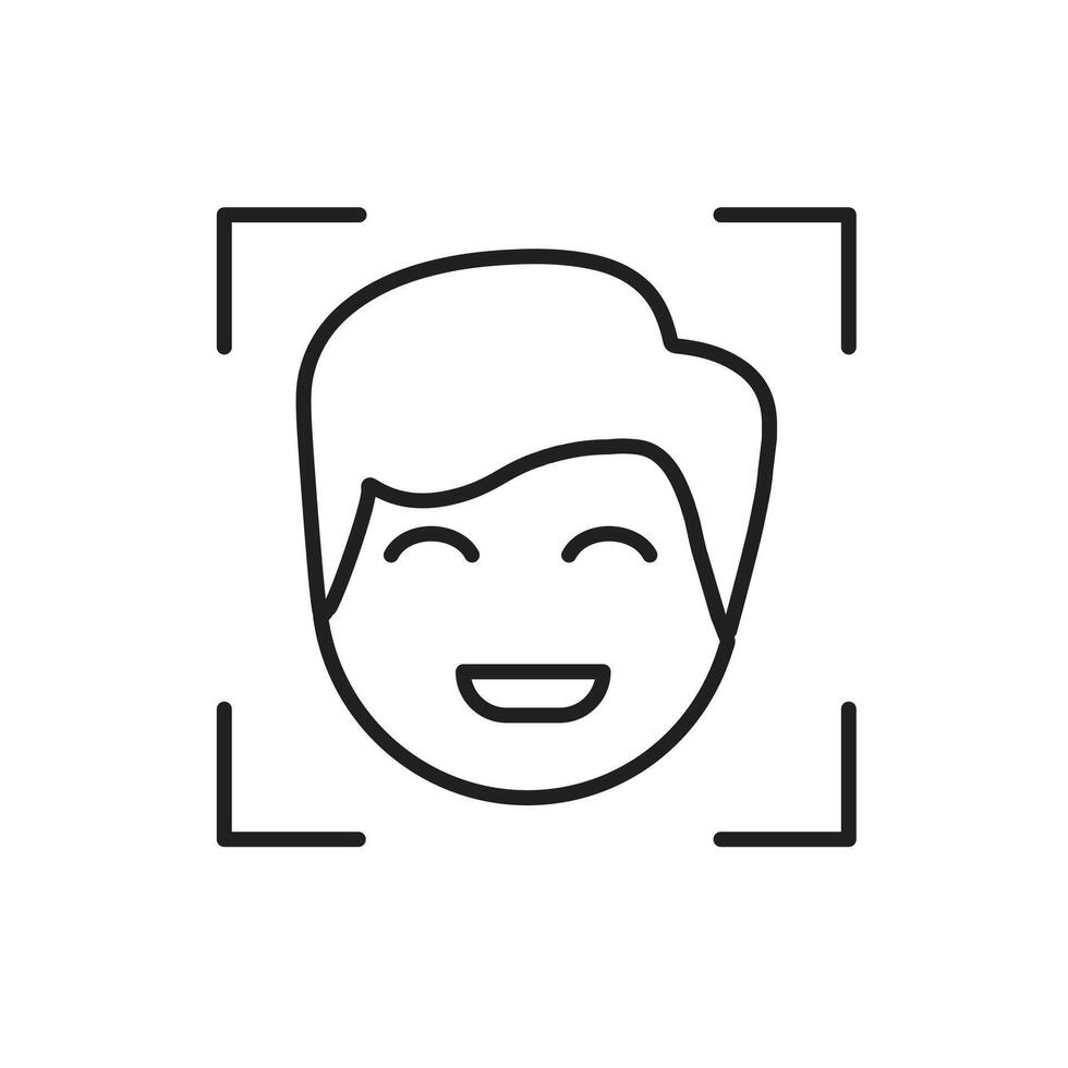 Automation icon. AI Face Recognition symbol. Face with detection box. depicts technology, future, artificial intelligence42 vector