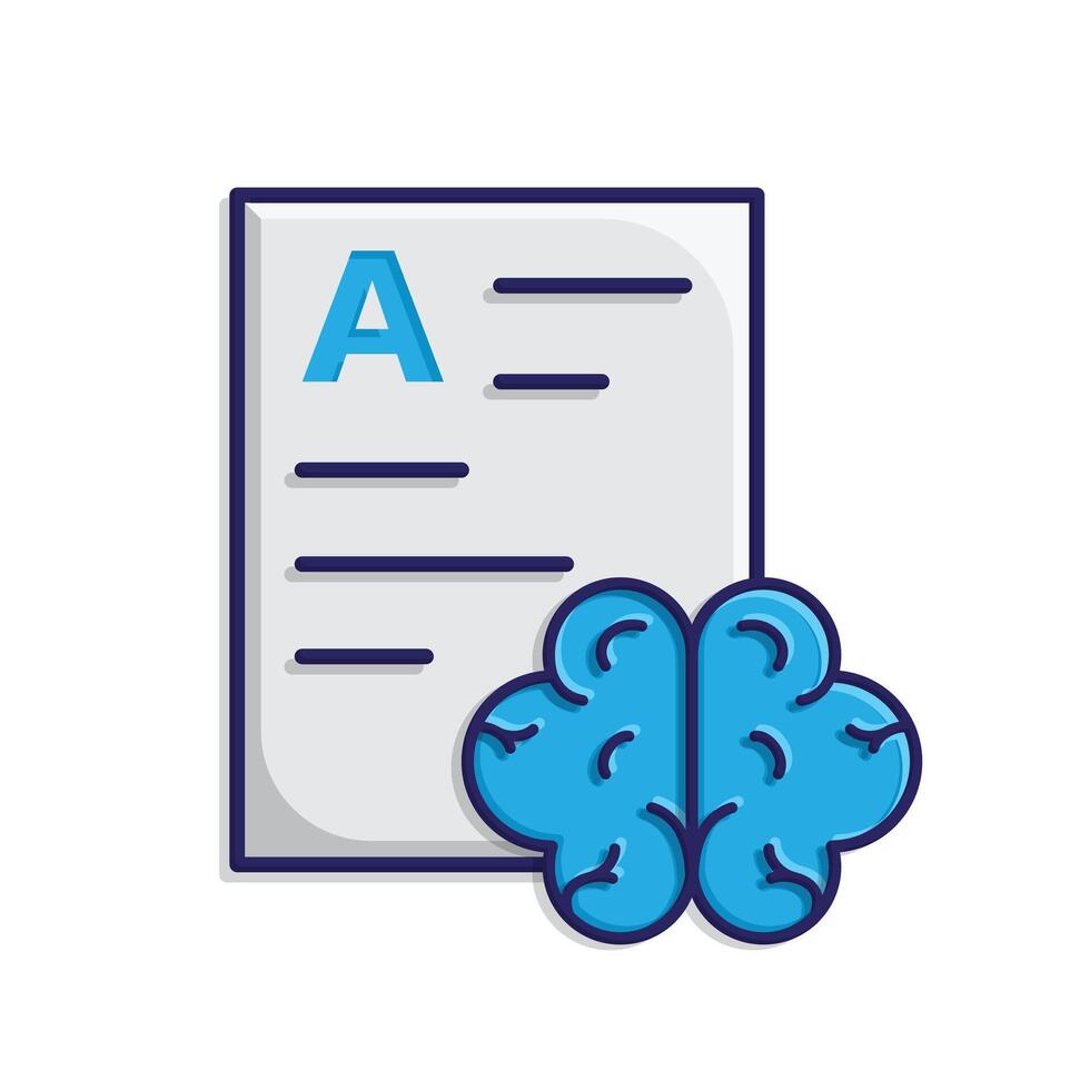 Automation icon. AI Data Analysis symbol. Data paper with brain ...