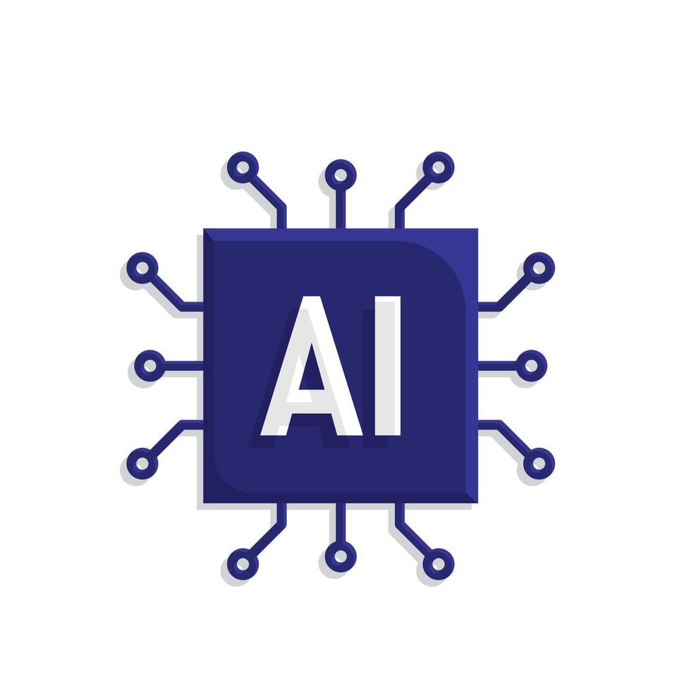 Technology icon. Natural Language Processing. Chip with AI. Depicts automation, future, artificial intelligence. Isometric design style vector