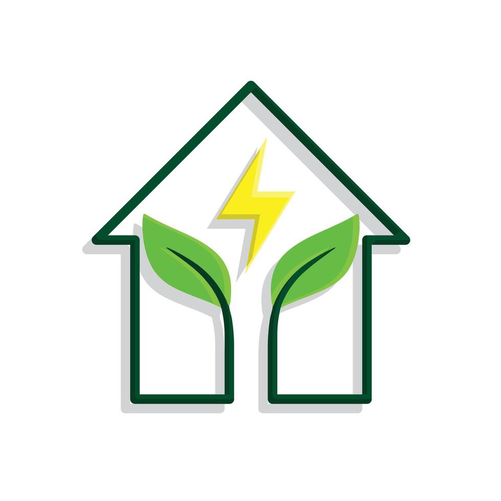 sustainable icon. green energy inside the house. energy source or resource office, eco-friendly energy, electricity symbolnn vector