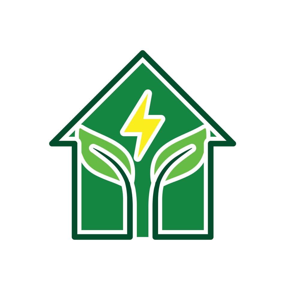 sustainable icon. green energy inside the house. energy source or resource office, eco-friendly energy, electricity symbolb vector