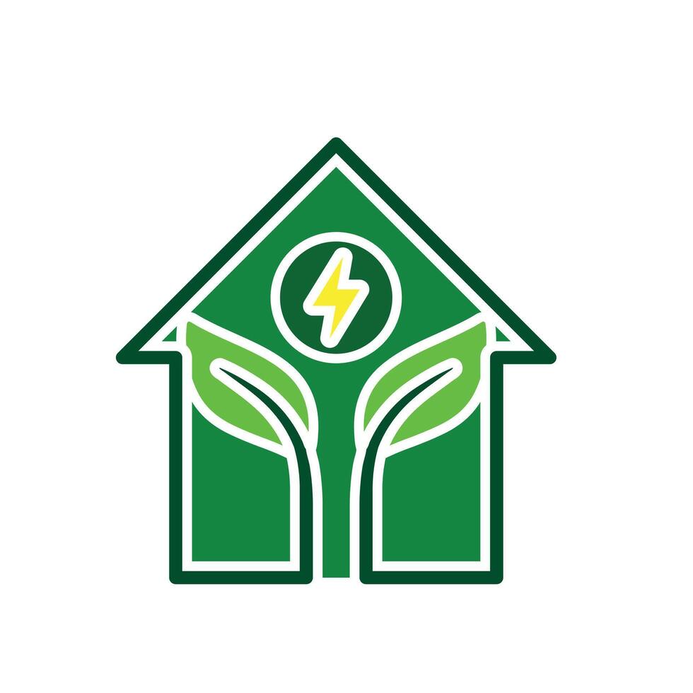 sustainable icon. green energy inside the house. energy source or resource office, eco-friendly energy, electricity symbolzz vector