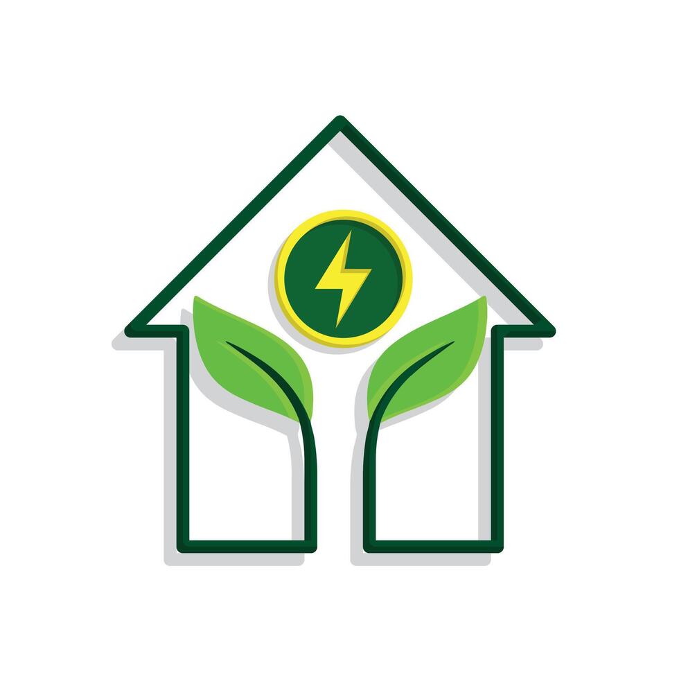 sustainable icon. green energy inside the house. energy source or resource office, eco-friendly energy, electricity symbolll vector