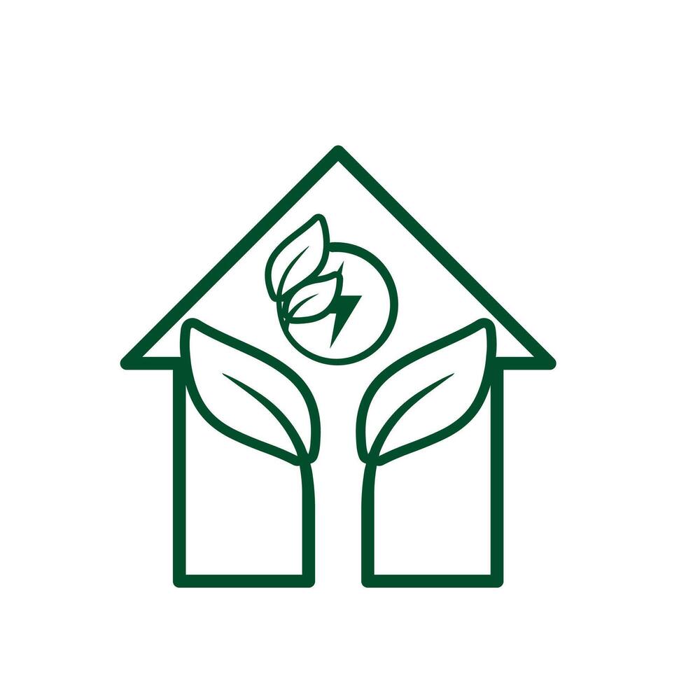 sustainable icon. green energy inside the house. energy source or resource office, eco-friendly energy, electricity symbolkk vector