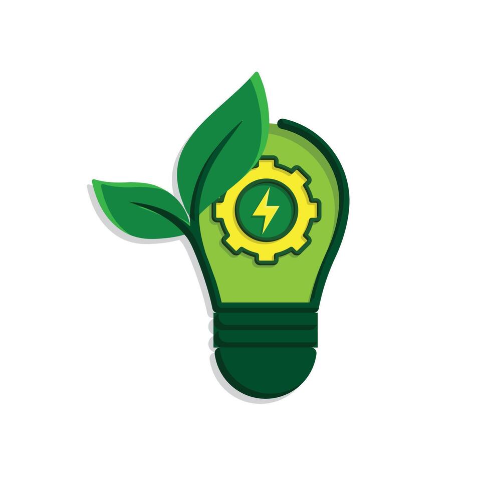 sustainable icon. green energy with light. energy source. resource office, eco energy, electricity symbolu.u vector