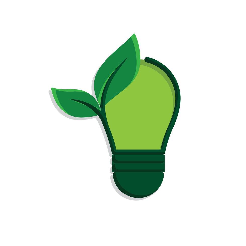 sustainable icon. green energy with light. energy source. resource office, eco energy, electricity symbolii vector