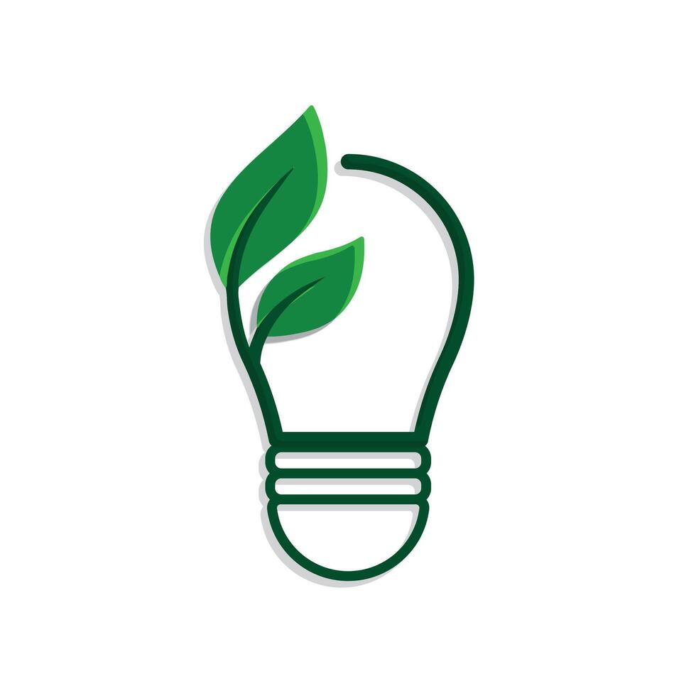 sustainable icon. green energy with light. energy source. resource office, eco energy, electricity symbolyy vector