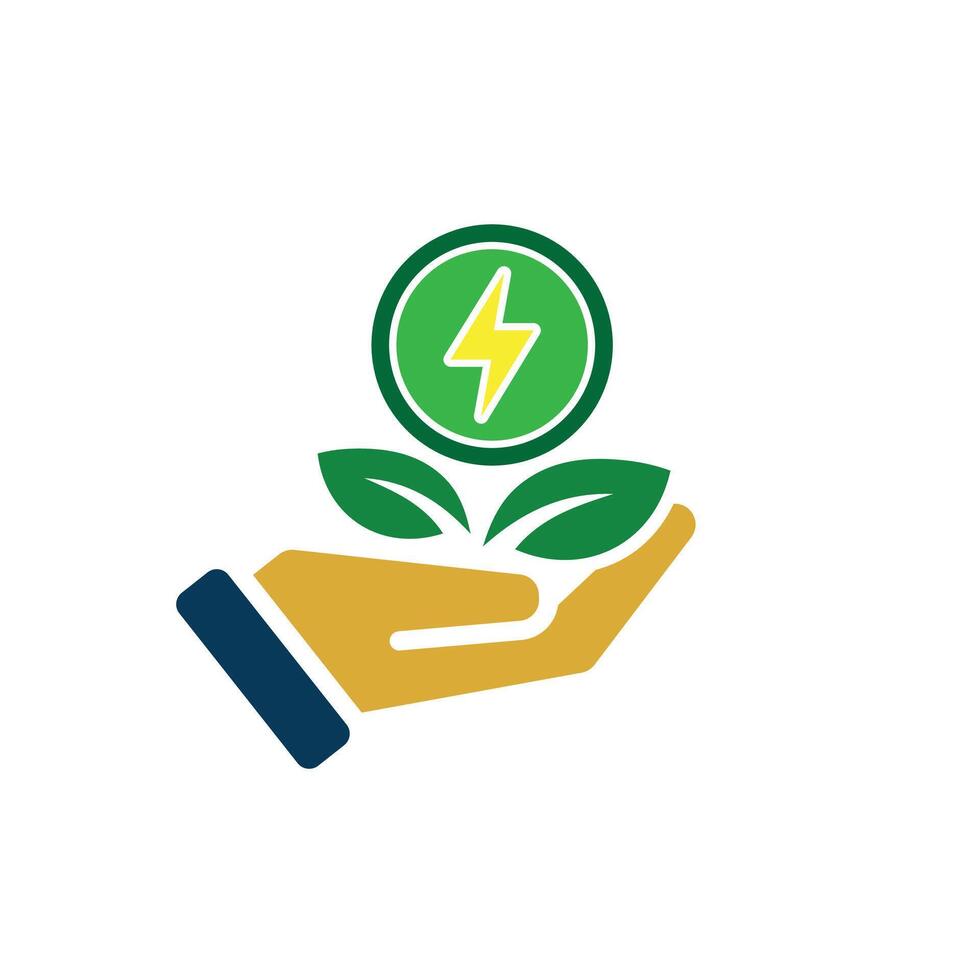sustainable icon. green energy in hand. reuse, recycle, net zero, green energy, eco-friendly concept.13 vector