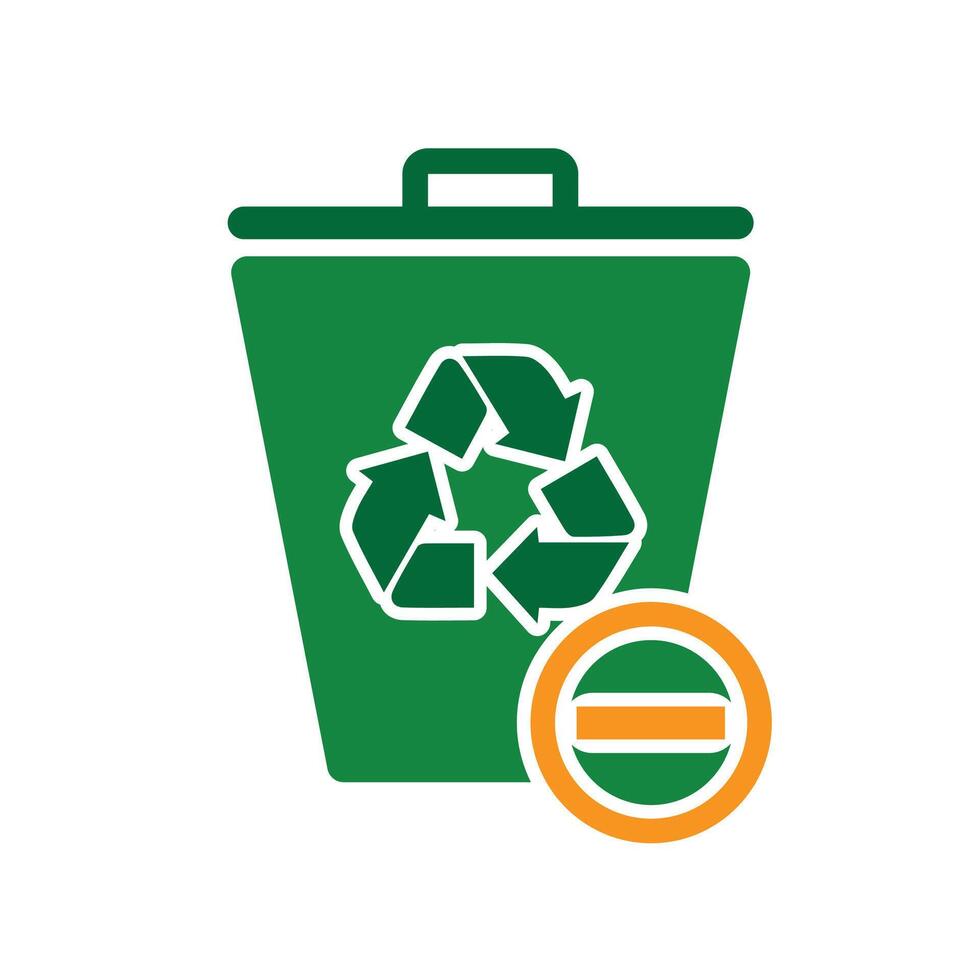 trash icon. recycling symbol with minus symbol on the bottom right. sustainability. reuse web icon, eco-friendly, second-hand.81 vector