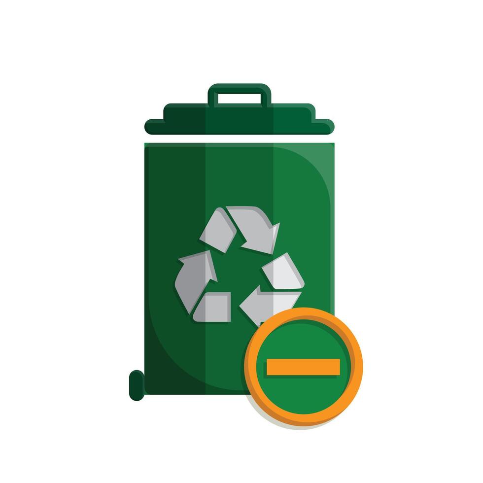 trash icon. recycling symbol with minus symbol on the bottom right. sustainability. reuse web icon, eco-friendly, second-hand.n vector