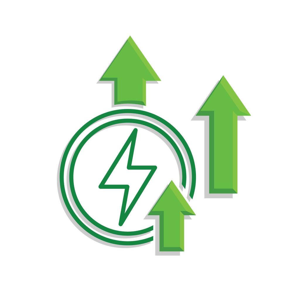sustainable icon. green energy and up arrow. reuse, eco-friendly energy, zero emission, green energy, eco-friendly concept.h vector
